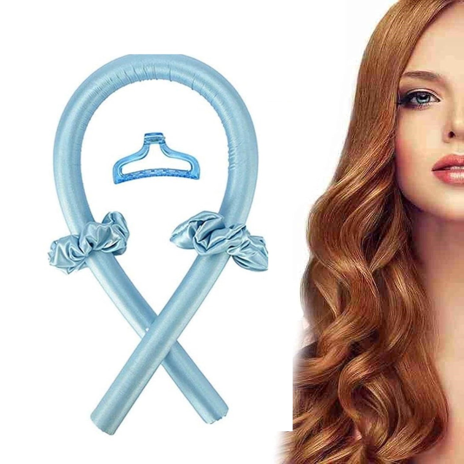 Set ondulator de par, Zola®, fara caldura, din spuma moale, accesorii incluse, lungime 100 cm, albastru Set ondulator de par, Zola®, fara caldura, din spuma moale, accesorii incluse, lungime 100 cm, albastru